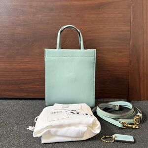 Coach Mini Cashin Tote Handbag Crossbody Bag Blue Sage